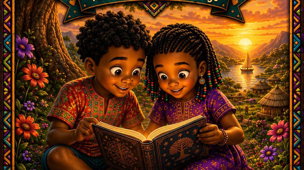 Ariko and Zuri reading, from Arkina Kids